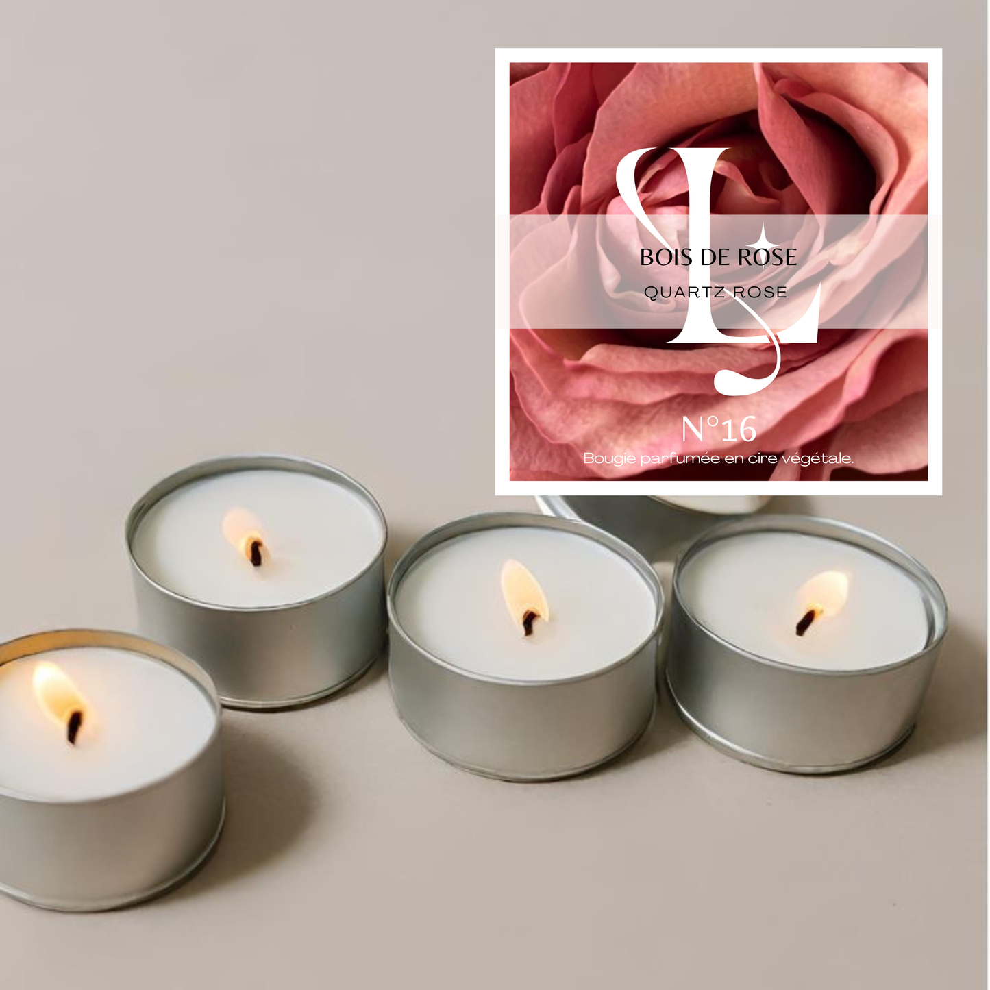 Bougie N°16 Bois de rose | Quartz rose