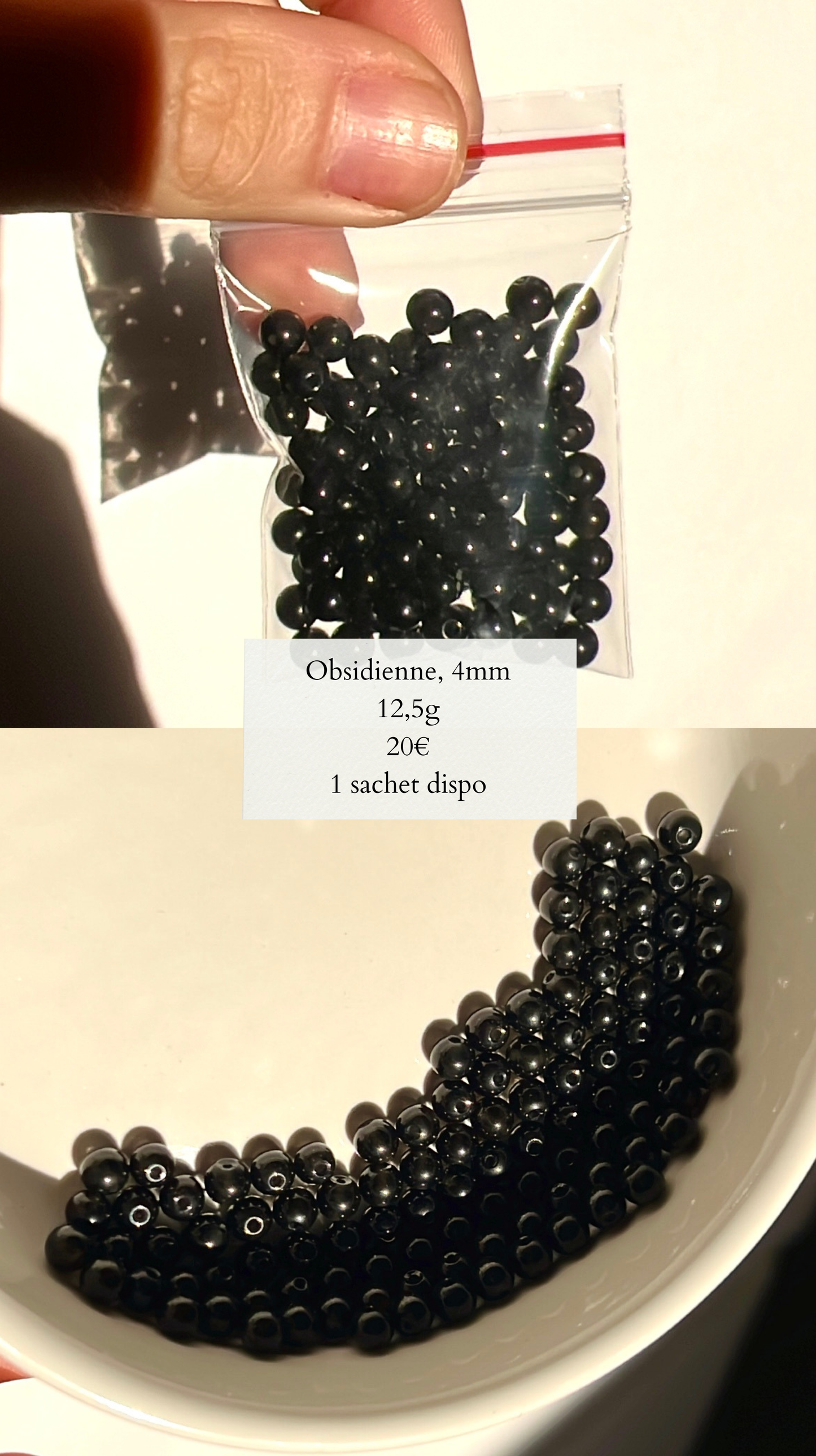 Perles Obsidienne noire 4mm