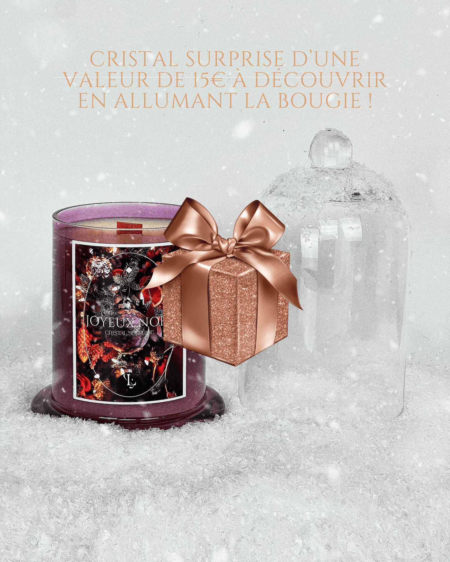 Bougie Joyeux Noël | Cristal surprise | Collection de Noël