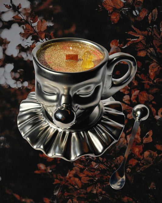 Bougie Clown argenté | Cannelle & Orange | Collection Halloween