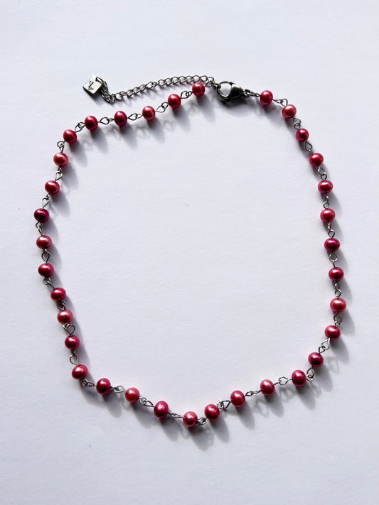 Collier Sirène rose cerise