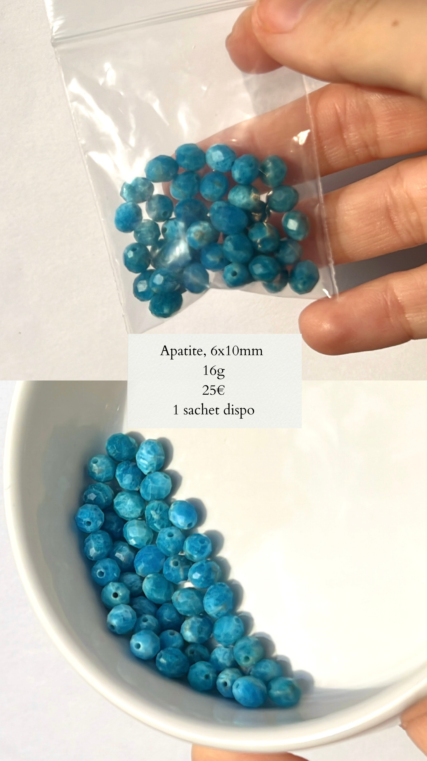Perles Apatite goutte 6x10mm