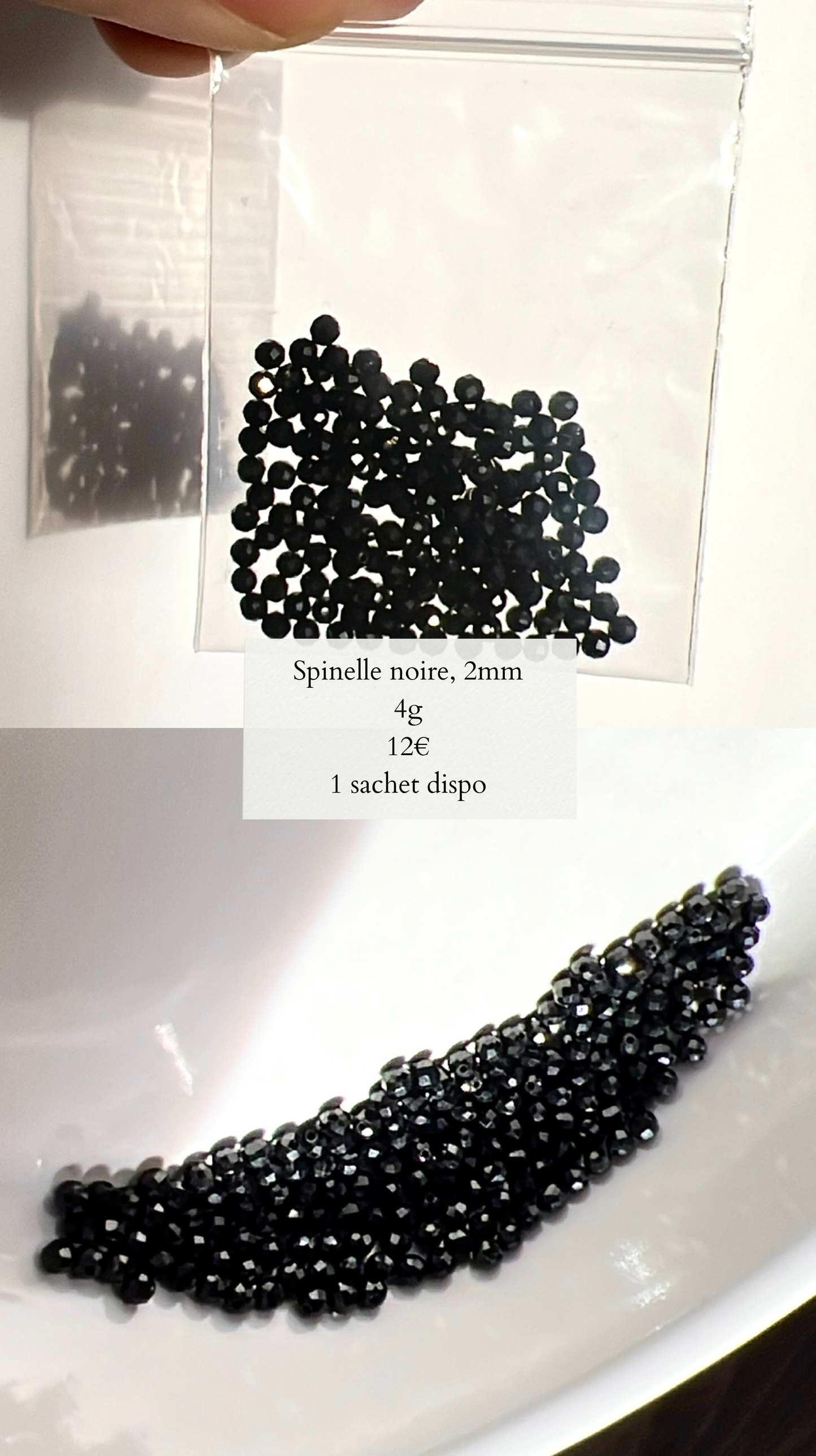 Perles Spinelle noire facettées 2mm
