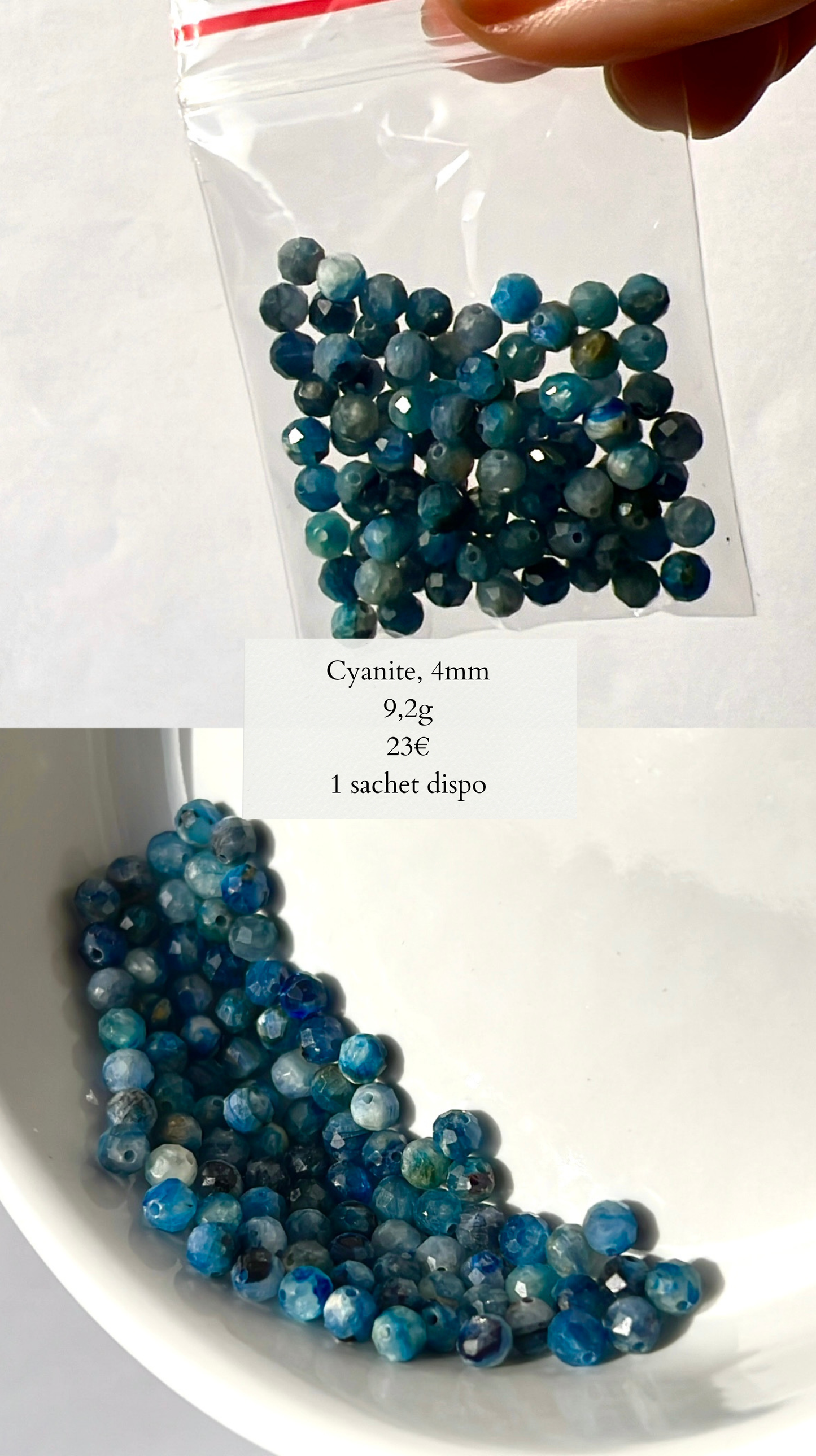 Perles Cyanite facettées 4mm