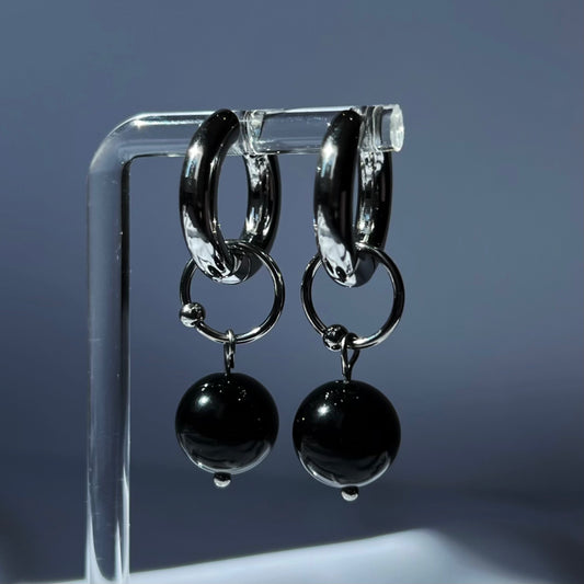 Boucles d'oreilles Gauthier Obsidienne
